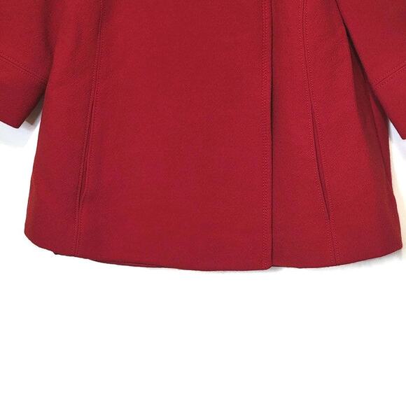 Lafayette 148 New York Red Swing Coat Virgin Wool 3/4 Sleeve Short Size 12 - Picture 5 of 16
